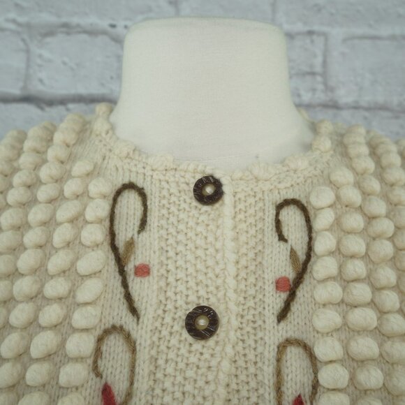 Vintage 80s Haziipar Hungarian Handmade Folklore Bobble Cardigan Sweater - Picture 2 of 10